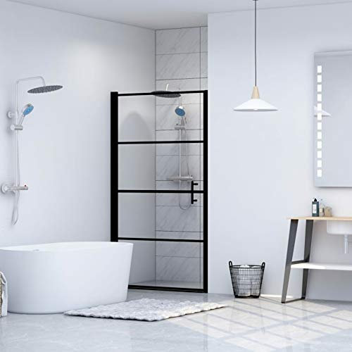ZHOUMIN Porte de douche en verre trempé 91x195 cm Noir A,Porte de douche, Porte pour cabine de douche, Porte de douche