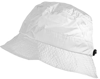 Toutacoo, Bucket Regenhut, einfach zu Falten in der integrierten Tasche. Nylon-Optik -(03-Weiss/Regen)