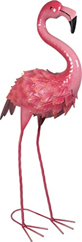 St Helens Home and Garden Metal Elegant Pink Flamingo Garden Decorative Free Standing Ornament Sculpture 60cm Height For Gardens, Ponds, Paths