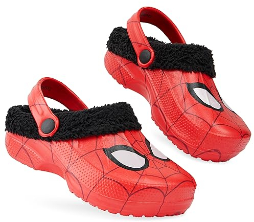Marvel Spiderman Zoccoli Bambino, Ciabatte da Casa Invernali Foderato in Pile - Regalo Ragazzo (Rosso Spiderman, 30-31 EU)