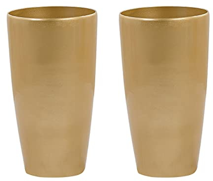 Blumentopf 2er Set Steingemisch Gold 32x32x58 cm rund moderner Look Tseria