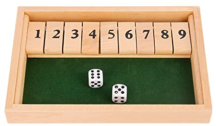 Shut The Box Game | Wooden Double Shutter Spiel | Schließen Sie die Box, Brettwürfelspiel mit 9-Zahlen-Deckel für Kinder Erwachsene Familien