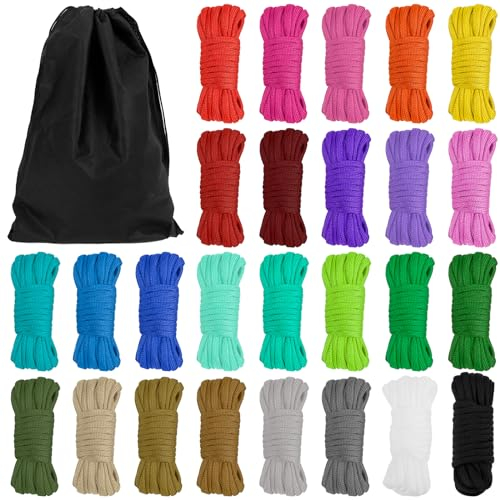 Paracord 550 Set 26 Pezzi, 4mm Corda Colorata Paracord per Bracciali Fai da Te in Nylon, 3M Multifunzionale Corda Sopravvivenza per Campeggio, Alpinismo e Escursionismo