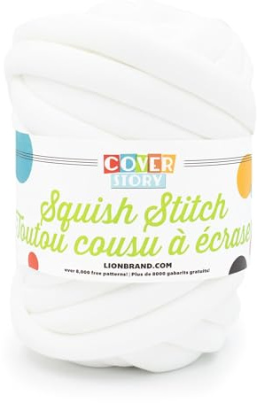 Lion Brand Yarn Cover Story Squish Stitch, Blanket Yarn, Cloud White, 1 Pack