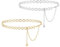 Goiern 2 Stücke Taillenkette aus Metall für Damen, Einstellbar Body Link Gürtel, Metall Kettengürtel Damen Legierung Taille Kette Taillengürtel für Jeanskleider(Gold und Silber)