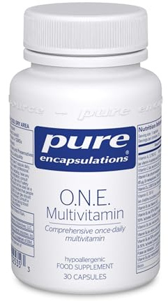 Pure Encapsulations O.N.E. Multivitamin, 30 Capsules | Once-Daily Multivitamin, Bioavailable A, B, C, D, E, K, Folate & Selenium with CoQ10, Hypoallergenic