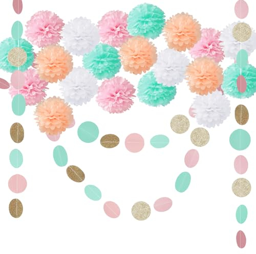 TYXHXTF 20 Stück Seidenpapier Pompons, Pompons Deko, Party Dekoration, Dekorationen für Hochzeit, Gartenparty Deko, Papier Pom Pom, Hochzeit Dekoration, für Party Geburtstag Festival Weihnachten