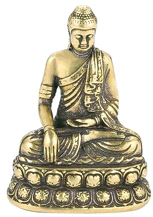 Antikes Messing-Dekor, 4,5 x 3,2 cm, massives Kupfer, Buddha, Messing-Ornamente, Amitabha-Statue, antike Ornamente, Kunsthandwerk-Kollektion