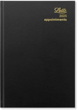 Letts of London Standard-Terminplaner 2025, A5, ein Tag pro Seite, Schwarz