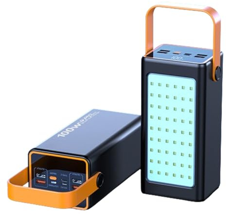 Power Bank 100000Mah 100W Ricarica super veloce, Luce esterna a LED, Ingressi/uscite multipli, Alimentatore mobile facile da trasportare,Black