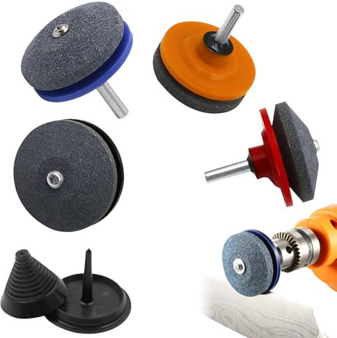Rasenmäher Messerschärfer, 4 Packungen Schärfer für stumpfe Klingen von Rasenmähern Rasenmäher Schärfer mit Blade Balancer, Gartengeräte Schärfer für Power Drill Handbohrer