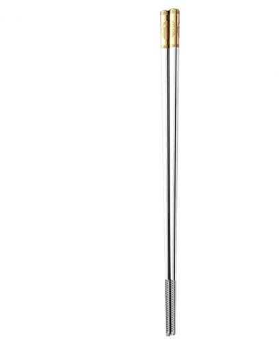 CHFYIJYHM 1 par de Palillos Chinos prácticos, Palillos Chinos de Acero 316L Redondeados(Giallo)
