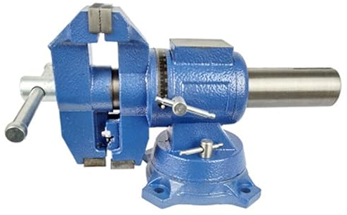 Schraubstock Spannweite Rotation für Werkbank 360° drehbar Gusseisen Rostschutz Amboss Tischschraubstock mit Fixierbarer Sockel für Holzbearbeitung, Metallbearbeitung (125 mm)