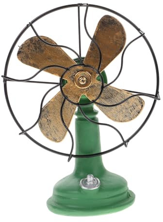Veemoon Vintage Standing Fan Ornament Boho Decor Green Resin Fan Non-functional Home Decor Retro Statue