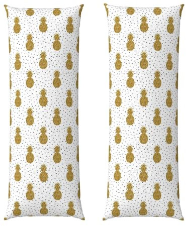 QGWDYYJQ Langer Kissenbezug mit goldfarbenem Glitzer, Ananas, Früchte, bedruckt, lange Streifen