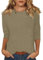 3/4 Sleeve Shirts Women Women's Lightweight Solid Color Tops 3/4 Sleeve Casual Gym Fashion Daily Ladies Summer Round Neck T-Shirts 02-Khaki XL