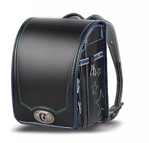 SaryEdge Schulranzen, Büchertasche, großes Fassungsvermögen, Rucksack aus PU-Leder für die Schule, Grundschule (schwarz, 34 x 26 x 20 cm)