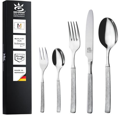 Gehring Solingen Besteck Set Satino 30-teilig I Edelstahlbesteck I hochwertiges Essbesteck inklusive 6 Solinger Messer Made in Germany I Besteck Set 6 Personen I spülmaschinengeeignet