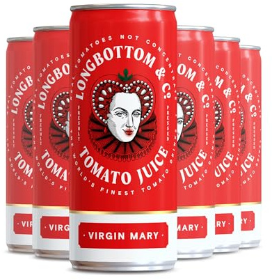 Longbottom & Co. Virgin Mary, 250ml Can, Real Spiced Tomato Juice Never From Concentrate, Bloody Mary Mix, Vegan and Gluten-Free (6 Pack)