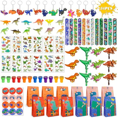 84 Stück Dino Party Mitgebsel, Gastgeschenke Mit Mini Figuren & Anhänger