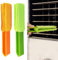 Lot de 2 plumeaux pour stores, outil de nettoyage pour stores de fenêtre, aérations de climatisation, ventilateurs, grilles d'aérations de voiture (vert, orange)