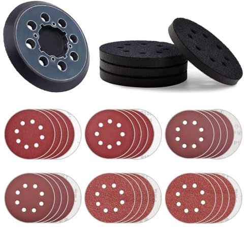 5 8 Hole Metal Sander Pad S Compatible with DeWalt Orbital DWE6421 with 4PCS 5 inch 8 Hole Hook Loop Foam Sanding Backing Pads & 36PCS Sanding Discs Include 100/150/180/240/320/400 Grit