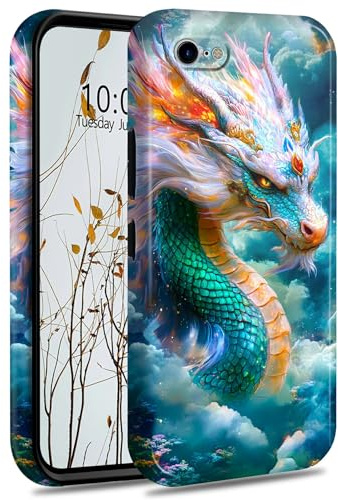 Dikoer Compatible with iPhone 6/6s 4.7 Inch Glossy Case, Thin Light Design Hard PC Shockproof Anti-Drop Phone Cover for Woman Men, Green Dragon Galaxy