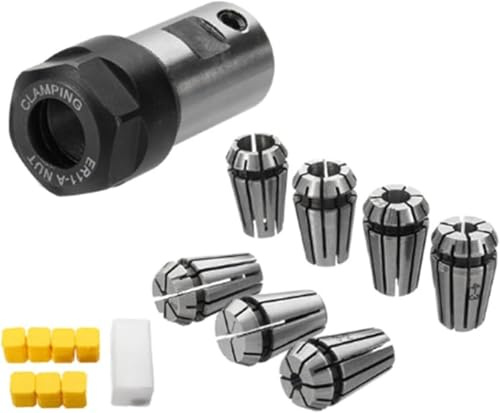 Gokelomg ER11 - Set di pinze di serraggio da 1-7 mm con supporto per albero motore ER11A da 5 mm, di prolunga, in acciaio al carbonio