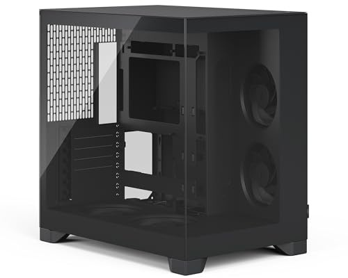 Fractal Design Pop 2 Vision Black Panoramic Glass PC Gaming Case - Dual-Chamber Layout - Four Reverse Fans Included – Reverse Connector & ATX/E-ATX/mATX/ITX
