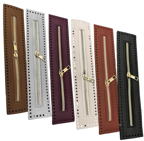 6 cerniere per borse e portamonete, cerniera in pelle PU all'uncinetto da 10, 6x2, 4 pollici con fori, accessori per cucire per fai da te, jeans, 6 colori