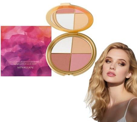 4-in-1-Highlighting-Augen- und Wangenpalette – Reise-Make-up-Palette, Neutraler Lidschatten und Rougepuder für Frauen, multifunktionales Kontur-Set für das Gesicht, All-in-One-Make-up-Set (1 Stück)