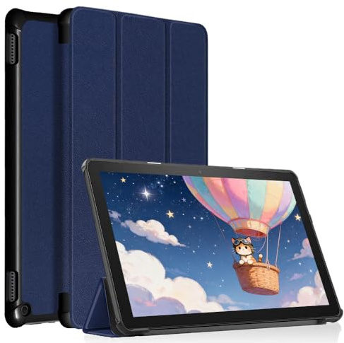 Trifold Stand Case for 10 inch Tablets, TOKILO Stand Hard Back Shell Slim Lightweight Smart Cover with Auto Wake/Sleep, Un Fit for LG10 Tablet, NavyBlue