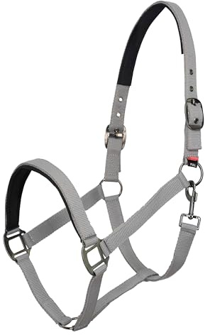 Imperial Riding Halfter Classic Sport aus robustem Nylon, weich gepolstert mit Neopren, verstellbar, mit Karabiner & luxuriösen Roségold-/Goldbeschlägen, Komfortables Pferdehalfter, Wolkengrau, Pony