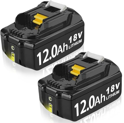 2 Stück 18V 12,0Ah Ersatzakku für Makita Akku 18V BL1860B BL1830 BL1850 BL1845 BL1840 BL1860 Li-Ion Kompatibel mit Makita Akku Elektrowerkzeugen und Ladegeräten mit LED-Anzeiger (12.0-2PACK)