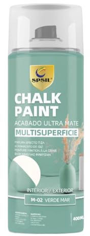 SPSIL Chalk Paint Spray Verde Mar 400ml-Pintura en Spray Ultra Mate a la Tiza,Efecto Retro y Vintage para Muebles de Madera, Metal,Cerámica,Imprimación en Spray