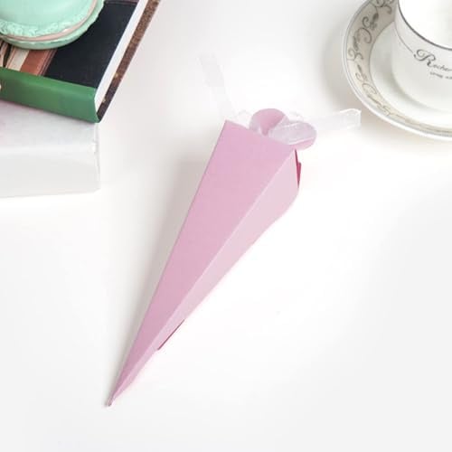 Candy Bar Dekoration Zubehör Set mit Kraftpapier-Tüten - Handgefertigte Schultüten Rohling aus Bastelwellpappe - Bastelschultüte mit Stabiler Spitze und Tüllverschluss (Rosa)