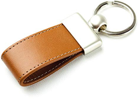 DELMON VARONE - Personalisierbarer Schlüsselanhänger Premium Leder braun - Schlüsselband personalisiert mit Gravur o. Namen für Frauen & Männer - Schlüssel Geschenke-Lederanhänger personalisiert