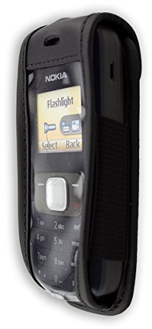 caseroxx Ledertasche mit Gürtelclip für Nokia 1209 in schwarz – robuste Handy-Tasche mit Sichtfenster & Gürtelclip aus Echtleder, ideal für Beruf, Freizeit, Outdoor & sicheren Transport