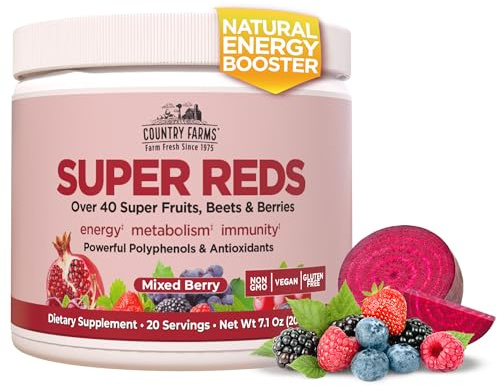 Country Farms Super Reds Energizing Polyphenol Superfood, Antioxidants, Drink Mix, 20 Servings
