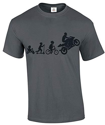 Trend Gear Motorbike Evolution Men's Charcoal T-Shirt Funny Super Bike Motorcycle Sports Biker Gift Tattoo (L)