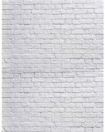 SJOLOON White Brick Wall Backdrop White Brick Photo Backdrop Thin Vinyl Photography Background Studio Prop 10931(5x7FT)