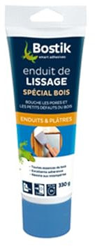 Bostik - Enduit de Lissage Bois En Pâte - Prêt à l'Emploi - Application Facile - Usage Intérieur - Tube de 330g - Blanc