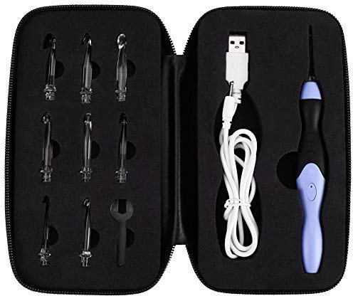 Leuchtende Häkelnadel Set,9 in 1 LED Leuchten Häkelnadel-Set mit Hülle, 9 austauschbare Köpfe,leuchtende Stricknadeln,Weave Sewing Tool Zubehör,für DIY Bastelbedarf Haken Stricknadeln Weave Nähen