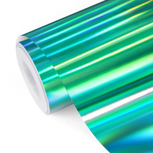 TECKWRAP Glänzendes Regenbogen-Vinyl, holografisch, Smaragdgrün, Chrom, 0,3 x 1,5 m