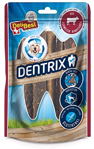 DeliBest Dentrix Schweizer Rindfleisch I Hunde dental Sticks für die intensive Zahnreinigung I kalt geformt - sehr schmackhafter Hunde Snack aus frischem Fleisch I Hundezahnpflege Snack 70g