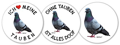 AdriLeo - Runde Aufkleber 3er-Set - Taube - Deko Autoaufkleber Sticker Brieftaube