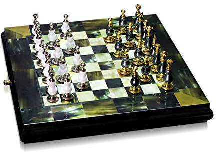 YYBF Luxury International Chess Set Schachbrett, Schachschmuck Im Nordischen Stil, Mit Schublade Können Sie Schachfiguren Aufbewahren,C