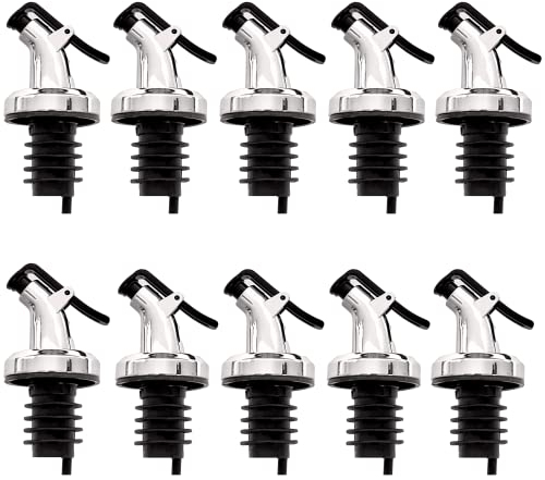 ausgiesser öl und essigspender set ausgiesser für flaschen flaschenhalter gummistopfen in Silber glänzend Farbe ausgießer ölspender ausgiesser dosierer für flaschen 10 Stück/set, Universal size