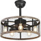 Ohniyou 20'' Caged Rustic Farmhouse Ceiling Fan with Lights Remote Control, Reversible Motor, 6 Speeds, 4 Hours Timing Ceiling Fan Light Fixture for Dining Room Bedroom
