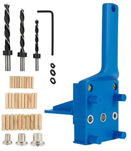 WANGCL Kit de 41 piezas de plantilla de carpintería de 6/8/10 mm, herramientas de sierra perforadora de madera de mano para uso con la mayoría de herramientas eléctricas manuales, color azul
